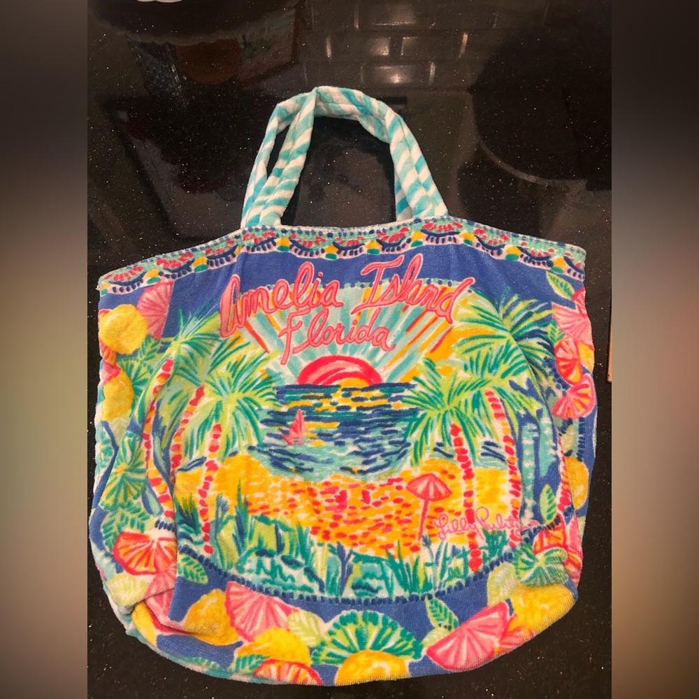 Lilly Pulitzer Amelia Island Destination Terry Beach Bag Tote NWOT MSRP $118